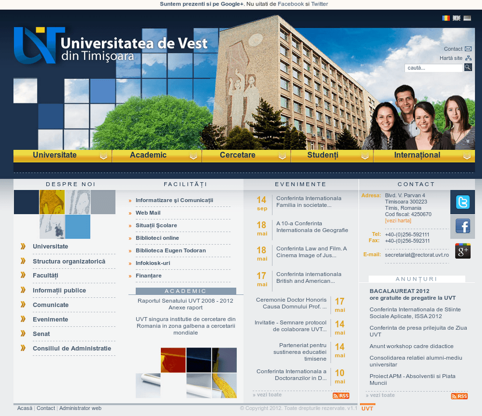 UVT.ro website